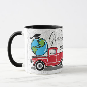 Abschluss Vintage-Rotlastwagen Globus Monogramm Na Tasse