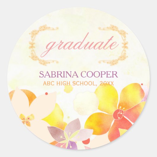 Abschluss von Blume Runder Aufkleber (Vorderseite)