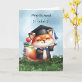 Abschluss vor der Schule Boy Fox Herzlichen Glückw Karte (Gelbe Blume)