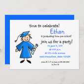 Abschluss vor der Schule einladen - Junge, Blau Einladung (Vorne/Hinten)