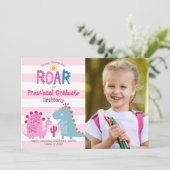 Abschluss Vorschule Foto Dinosaurier Girl Niedlich Ankündigung (Stehend Vorderseite)