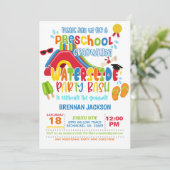 Abschluss-Vorschule Wasserrutsche Party - Junge Einladung (Stehend Vorderseite)