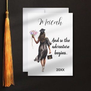 Abschluss Wasserfarbe Moderne, trendige Girl-Card Dankeskarte