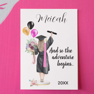 Abschluss Wasserfarbe Moderne, trendige Girl-Card Karte