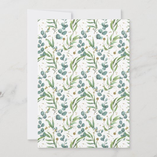 Abschluss Watercolor Eukalyptus Script Gold Frame Einladung (Rückseite)