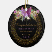 Abschluss Watercolor Glitzer Blume Gold Confetti Keramikornament (Links)
