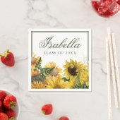 Abschluss Watercolor Green Yellow Sunflower Serviette (Beispiel)