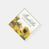 Abschluss Watercolor Green Yellow Sunflower Serviette (Ecke)
