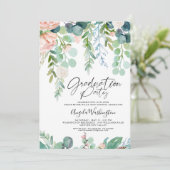 Abschluss Watercolor Greenery Chic Script Party Ankündigung (Stehend Vorderseite)