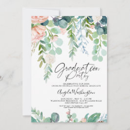 Abschluss Watercolor Greenery Chic Script Party Ankündigung