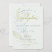 Abschluss Watercolor Moderne Boho Leafy Branchen Einladung (Vorderseite)