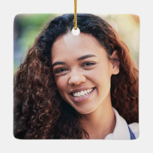 Abschluss Weihnachten Rustikale Bäume Foto Keepake Keramikornament (Rückseite)