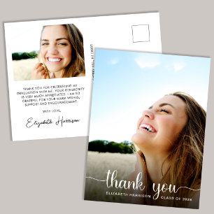 Abschluss Weiß Schrift Foto-Overlay Danke Postkarte