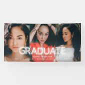 Abschluss Weißer Neon Multi-Foto modernes Party Banner (Horizontal)