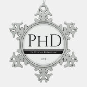 Abschluss White Black Gray Name Jahr PhD Schneeflocken Zinn-Ornament (Vorderseite)