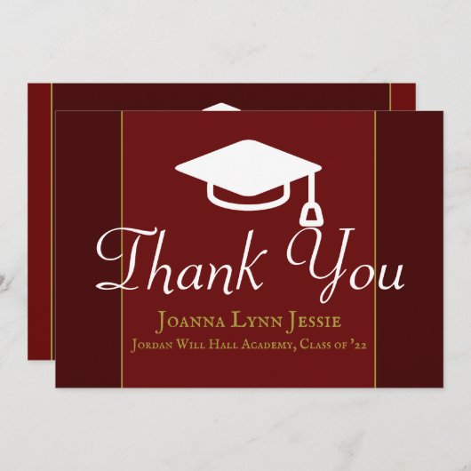 Abschluss White Cap Danke Script Maroon (Vorne/Hinten)