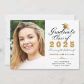 Abschluss White Gold Script Class of 2025 Foto Ankündigung (Vorderseite)