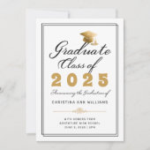 Abschluss White Gold Script Foto Class of 2025 Ankündigung (Vorderseite)