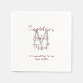 Abschluss White Gray Burgundy Name Monogram Serviette (Vorderseite)