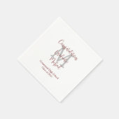 Abschluss White Gray Burgundy Name Monogram Serviette (Ecke)