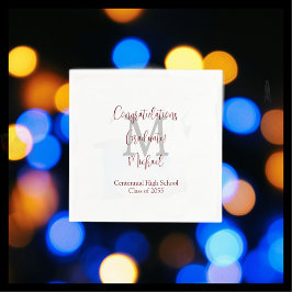 Abschluss White Gray Burgundy Name Monogram Serviette