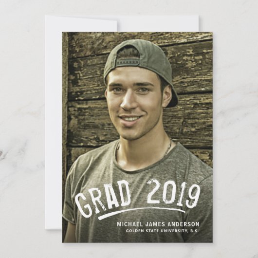 Abschluss White Grunge Foto Ankündigung (Vorderseite)