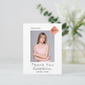 Abschluss White Rosa Modernes Foto Vielen Dank Postkarte (Stehend Vorderseite)