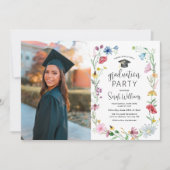 Abschluss Wildblumen Foto Einladung (Vorderseite)