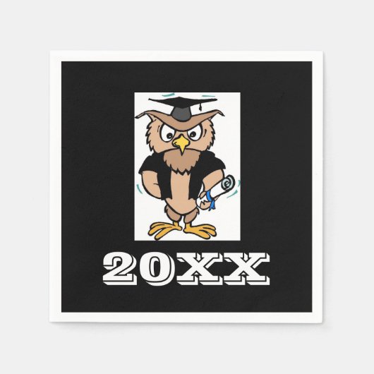 Abschluss Wise Old Owl Abschluss Symbol Napkins Serviette (Vorderseite)