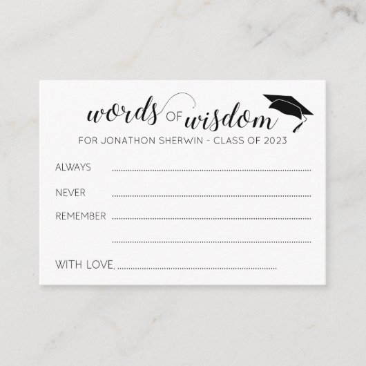 Abschluss Wörter der Weisheit Beratung für den Abs Hinweiskarte (Vorderseite)