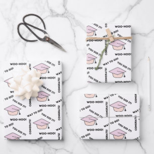 Abschluss Wrapping Paper Flat Sheet Set 3 Geschenkpapier Set