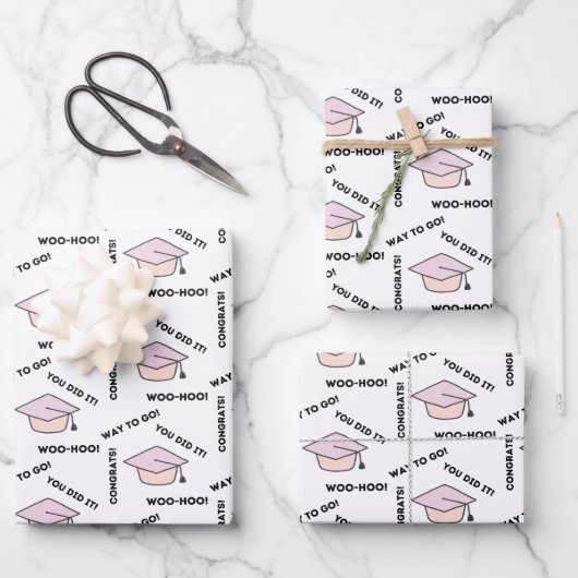 Abschluss Wrapping Paper Flat Sheet Set 3 Geschenkpapier Set (Vorderseite)