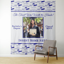 Abschluss wünscht Cap Diploma Foto Blue Background Wandteppich