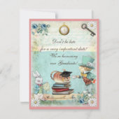 Abschluss-wütendes Hutmacher-Tee-Party Einladung (Vorderseite)