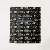 Abschluss Year Metallic Gold Cap Muster Foto Op Wandteppich (Vorderseite)