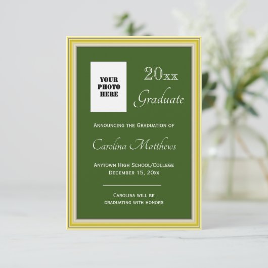 Abschluss Yellow Gold Frame Green Abschluss Ankündigung (Stehend Vorderseite)