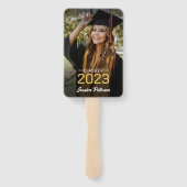 Abschluss Yellow Script Grad Foto Modernes Party Fächer (Rückseite)