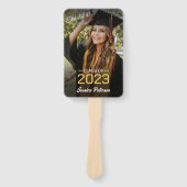 Abschluss Yellow Script Grad Foto Modernes Party Fächer (Vorderseite)