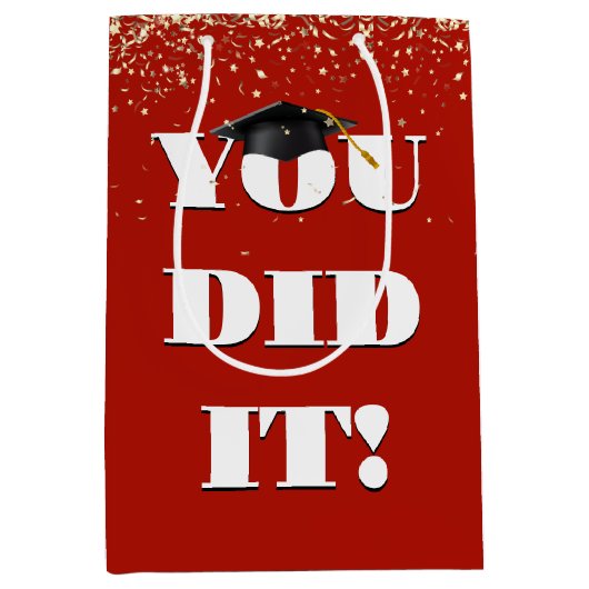 Abschluss "You done It Sign with Confetti" Mittlere Geschenktüte (Vorderseite)