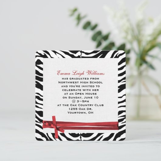 Abschluss Zebra Einladung (Stehend Vorderseite)