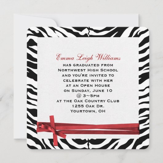 Abschluss Zebra Einladung (Vorderseite)