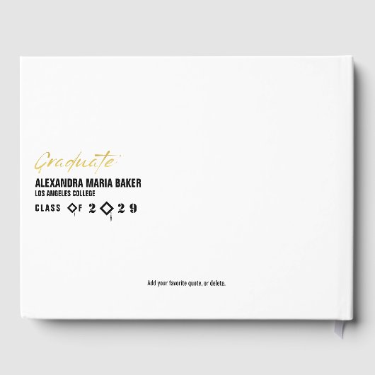 Abschluss Zeremonie Bash Party Unterschreiben in S Gästebuch (Rückseite)