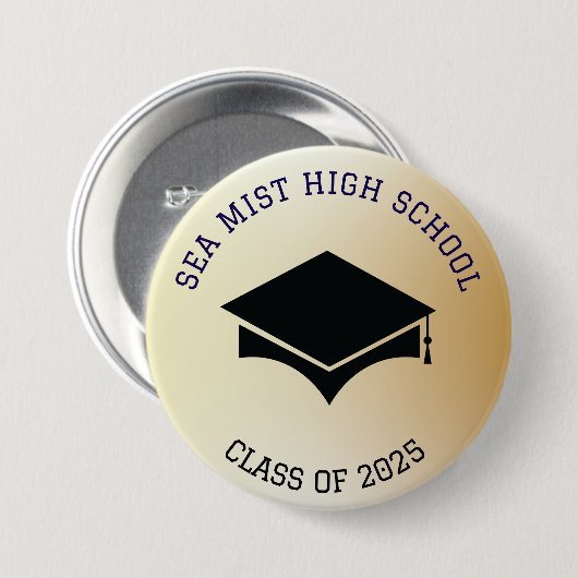 Abschluss Zeremonie Button School Name (Vorne & Hinten)