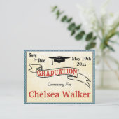 Abschluss Zeremonie oder Party Save the Date Ankündigungspostkarte (Stehend Vorderseite)