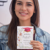 Abschluss Zeremonie Wildblumen Pink Grad Hat Einladung