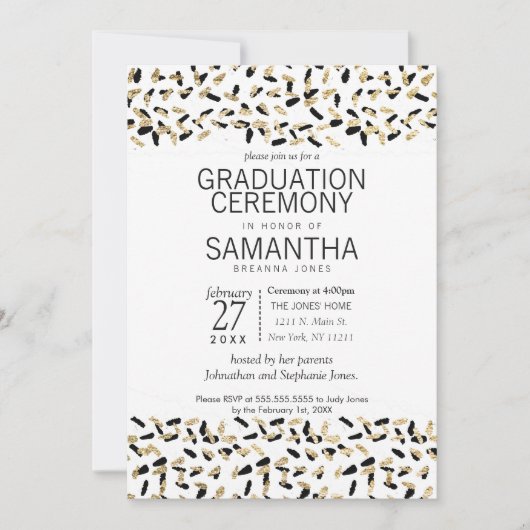 Abschluss-Zeremonie zu Schwarz-Gold-Fußball Einladung (Vorderseite)