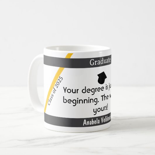 Abschluss Zitat 6 Tasse (Vorderseite Links)