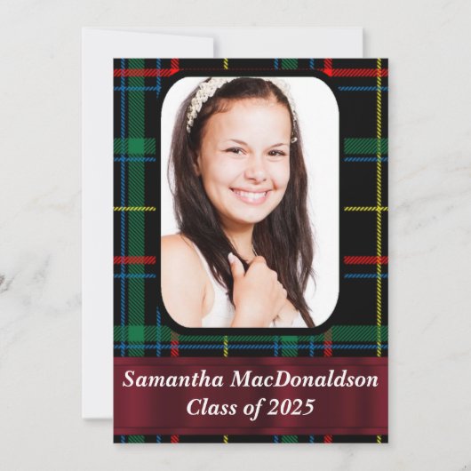 Abschluss zum grünen und roten Foto Einladung (Vorderseite)