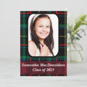 Abschluss zum grünen und roten Foto Einladung (Stehend Vorderseite)