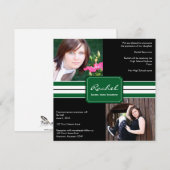 Abschluss zum grünen und schwarzen Foto Einladung (Vorne/Hinten)